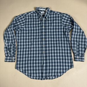 Vintage Woolrich Shirt Mens Large Blue/Green Plaid Work Wear Chore 70s 80s USA